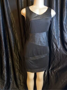 Alyn Paige Black Paneled Faux-Leather Bodycon Mini Dress